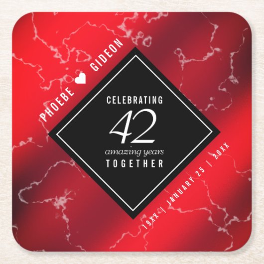 Elegant 42e Jasper Wedding Jubileum Square Kartonnen Onderzetters (Voorkant)