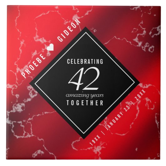 Elegant 42e Jasper Wedding Jubileum Tegeltje (Voorkant)