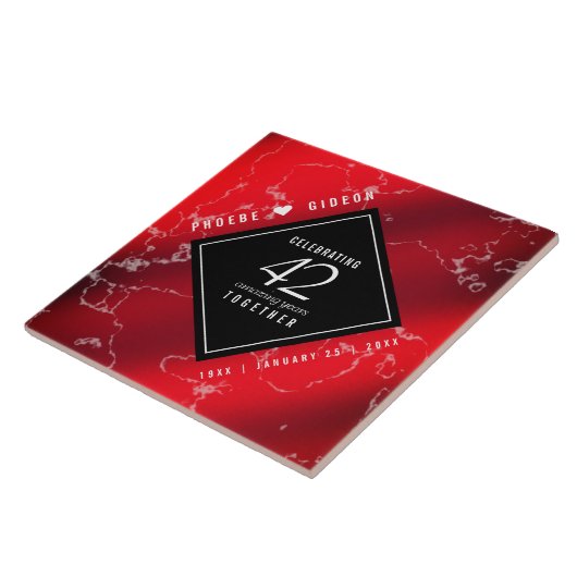 Elegant 42e Jasper Wedding Jubileum Tegeltje (Zijkant)