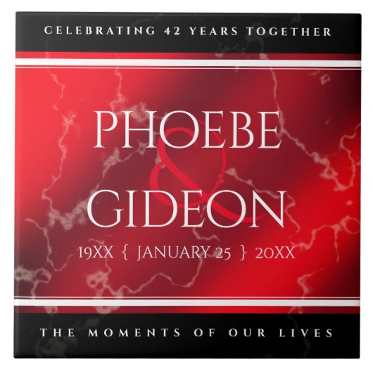 Elegant 42e Jasper Wedding Jubileum Tegeltje (Voorkant)