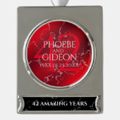 Elegant 42e Jasper Wedding Jubileum Verzilverd Banner Ornament (Voorkant)