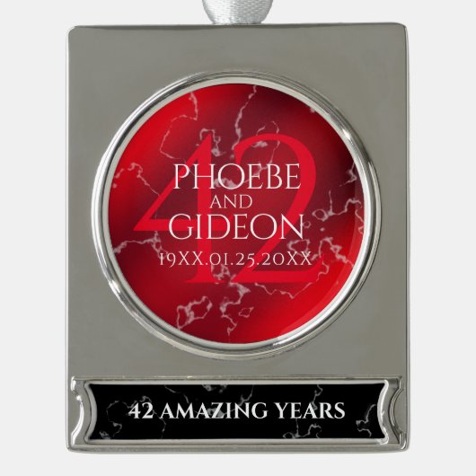 Elegant 42e Jasper Wedding Jubileum Verzilverd Banner Ornament (Voorkant)