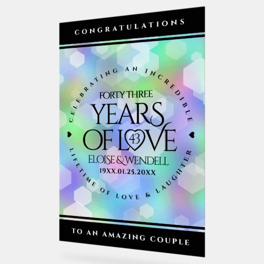 Elegant 43rd Opal Wedding Jubileum Celebration Acryl Bord (Hoek)