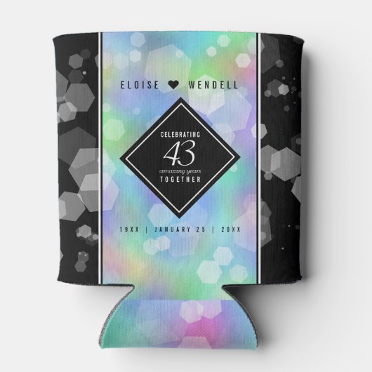 Elegant 43rd Opal Wedding Jubileum Celebration Blikjeskoeler (Achterkant)