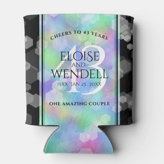 Elegant 43rd Opal Wedding Jubileum Celebration Blikjeskoeler (Achterkant)