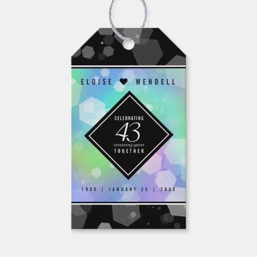 Elegant 43rd Opal Wedding Jubileum Celebration Cadeaulabel (Voorkant)