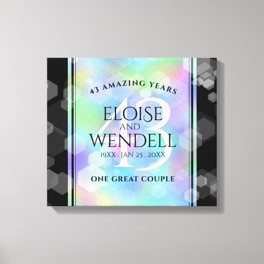 Elegant 43rd Opal Wedding Jubileum Celebration Canvas Afdruk (Voorkant)