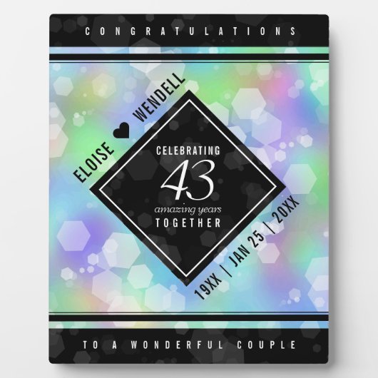 Elegant 43rd Opal Wedding Jubileum Celebration Fotoplaat (Voorkant)