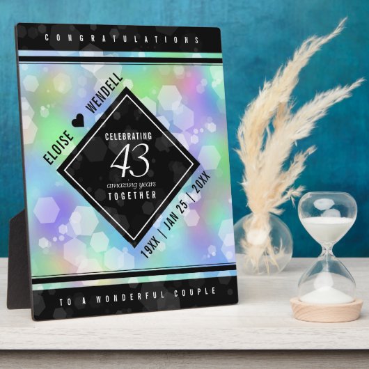 Elegant 43rd Opal Wedding Jubileum Celebration Fotoplaat (Zijkant)