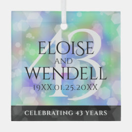 Elegant 43rd Opal Wedding Jubileum Celebration Glas Ornament