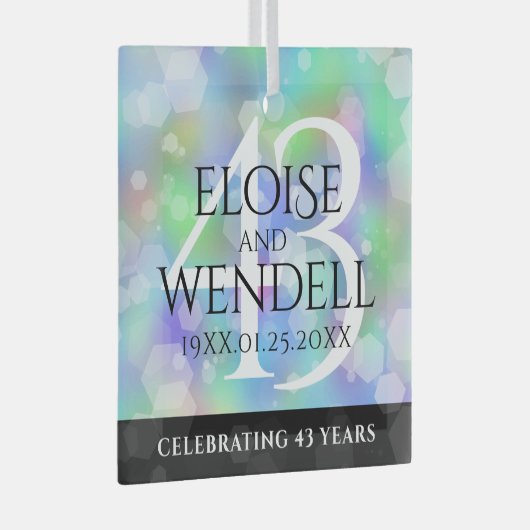 Elegant 43rd Opal Wedding Jubileum Celebration Glas Ornament (Voorkant Rechts)