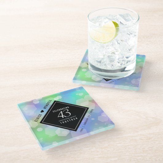 Elegant 43rd Opal Wedding Jubileum Celebration Glazen Onderzetter (Schuin)