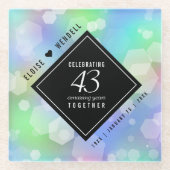 Elegant 43rd Opal Wedding Jubileum Celebration Glazen Onderzetter (Voorkant)