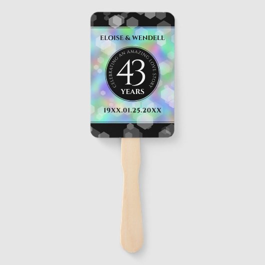 Elegant 43rd Opal Wedding Jubileum Celebration Handwaaier (Achterkant)