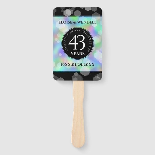 Elegant 43rd Opal Wedding Jubileum Celebration Handwaaier (Voorkant)