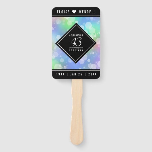 Elegant 43rd Opal Wedding Jubileum Celebration Handwaaier (Voorkant)