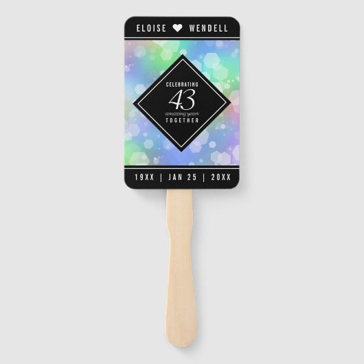 Elegant 43rd Opal Wedding Jubileum Celebration Handwaaier (Achterkant)