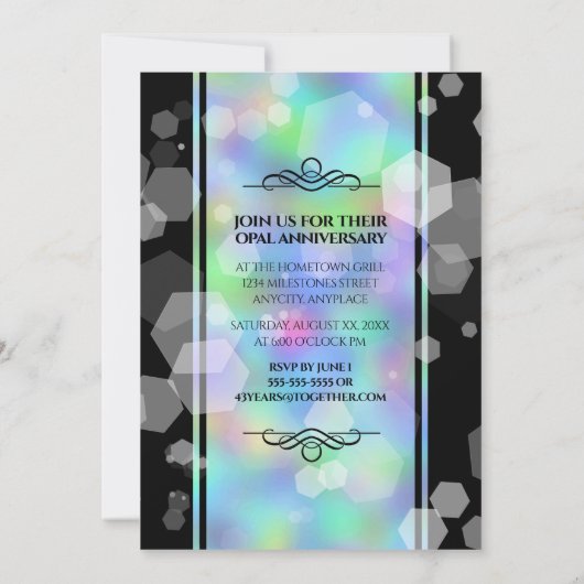 Elegant 43rd Opal Wedding Jubileum Celebration Kaart (Achterkant)