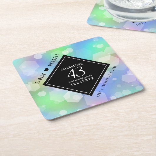 Elegant 43rd Opal Wedding Jubileum Celebration Kartonnen Onderzetters (Schuin)