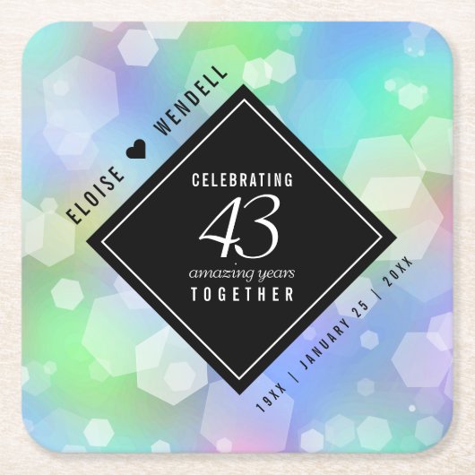 Elegant 43rd Opal Wedding Jubileum Celebration Kartonnen Onderzetters (Voorkant)
