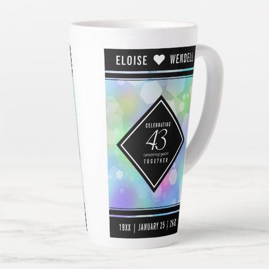 Elegant 43rd Opal Wedding Jubileum Celebration Latte Mok (Rechterhoek)