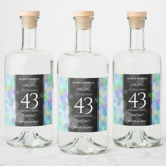 Elegant 43rd Opal Wedding Jubileum Celebration Likeurfles Etiket (Flessen)