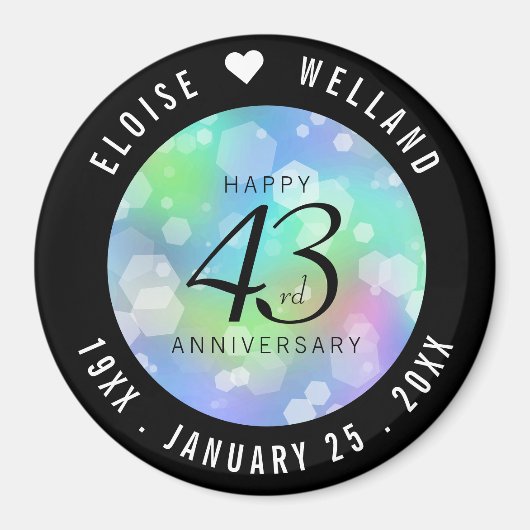 Elegant 43rd Opal Wedding Jubileum Celebration Magneet (Voorkant)