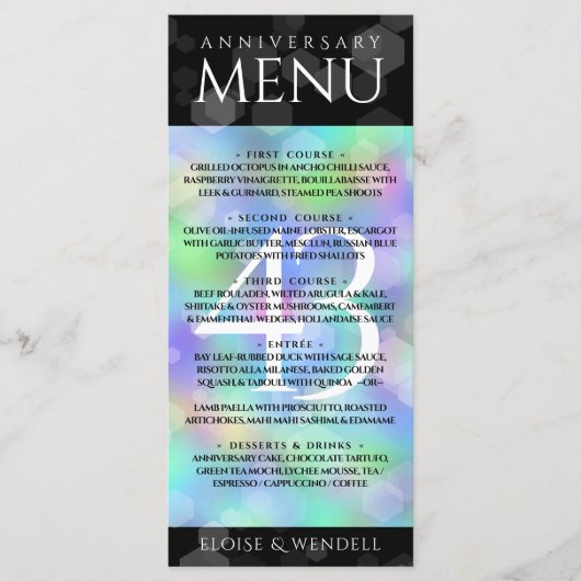 Elegant 43rd Opal Wedding Jubileum Celebration Menu (Voorkant)