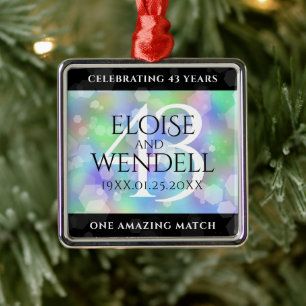 Elegant 43rd Opal Wedding Jubileum Celebration Metalen Ornament
