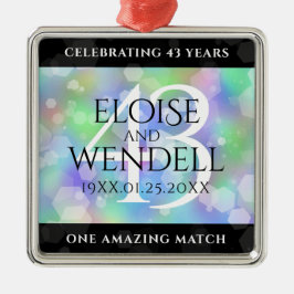 Elegant 43rd Opal Wedding Jubileum Celebration Metalen Ornament