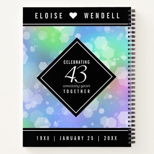 Elegant 43rd Opal Wedding Jubileum Celebration Notitieboek (Achterkant)