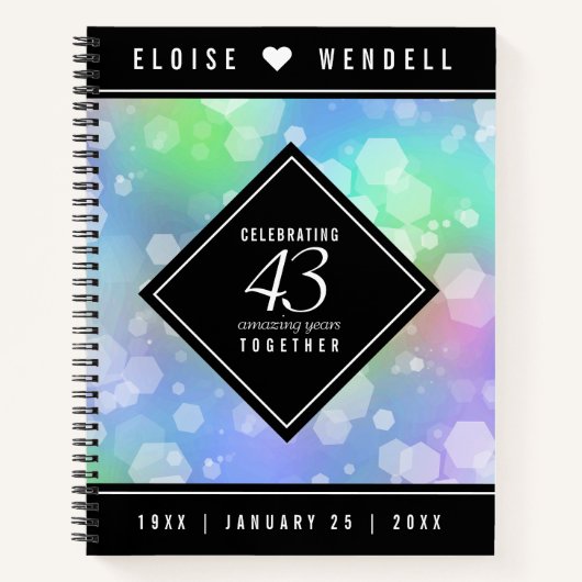 Elegant 43rd Opal Wedding Jubileum Celebration Notitieboek (Voorkant)