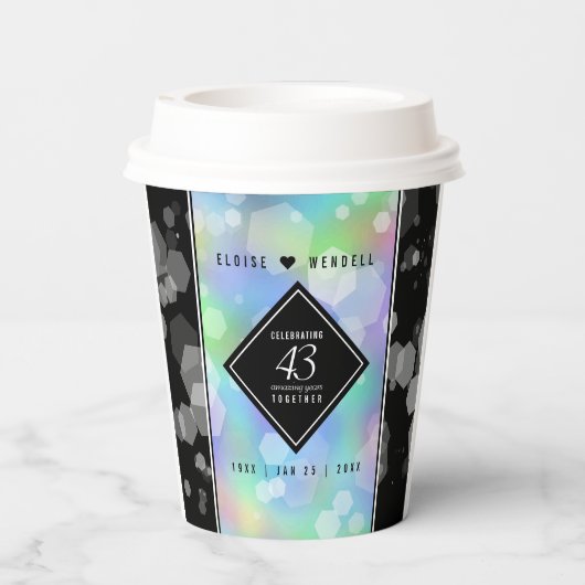 Elegant 43rd Opal Wedding Jubileum Celebration Papieren Bekers (Achterkant)