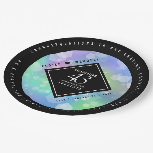 Elegant 43rd Opal Wedding Jubileum Celebration Papieren Bordje (Gekanteld)