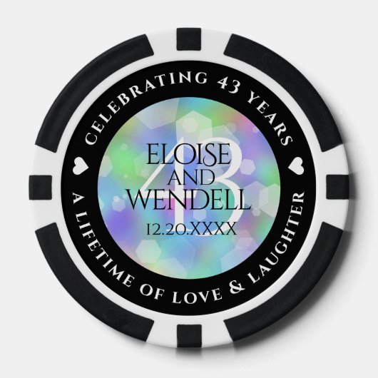 Elegant 43rd Opal Wedding Jubileum Celebration Poker Chips (Voorkant)