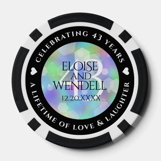 Elegant 43rd Opal Wedding Jubileum Celebration Poker Chips (Achterkant)