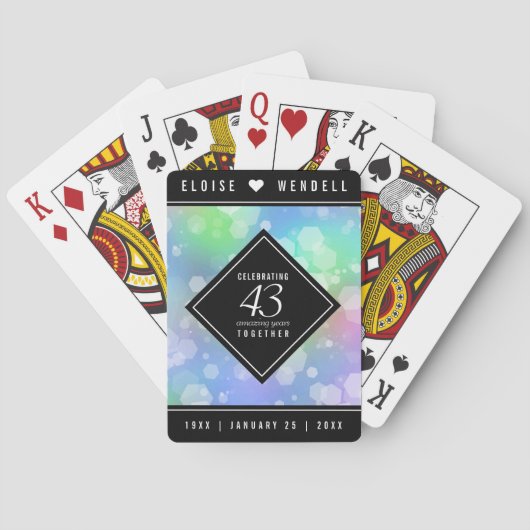 Elegant 43rd Opal Wedding Jubileum Celebration Pokerkaarten (Achterkant)