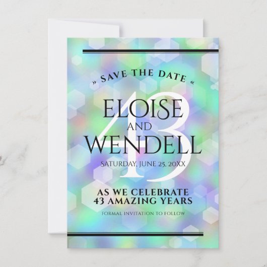 Elegant 43rd Opal Wedding Jubileum Celebration Save The Date (Voorkant)