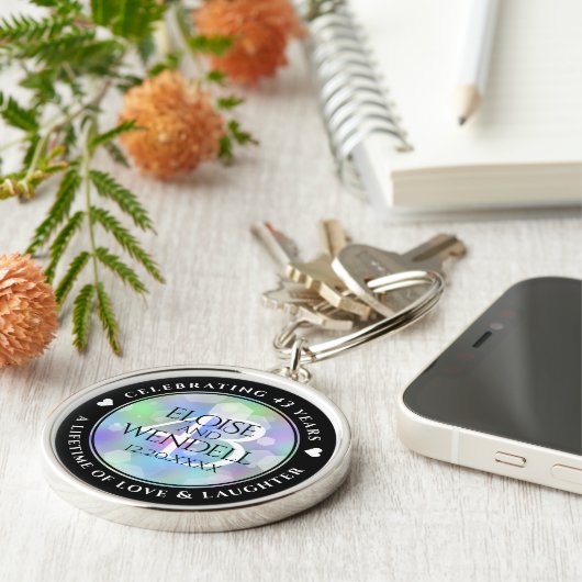 Elegant 43rd Opal Wedding Jubileum Celebration Sleutelhanger (Zijkant)