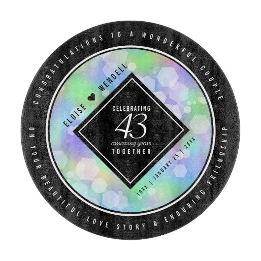 Elegant 43rd Opal Wedding Jubileum Celebration Snijplank (Voorkant)