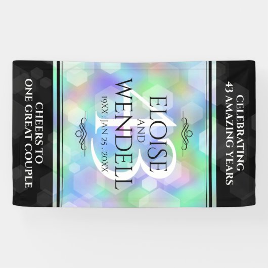 Elegant 43rd Opal Wedding Jubileum Celebration Spandoek (Horizontaal)