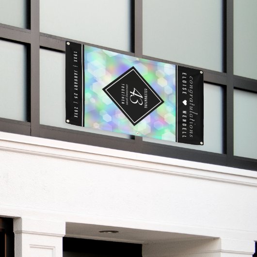 Elegant 43rd Opal Wedding Jubileum Celebration Spandoek (Buitenkant Gebouw)