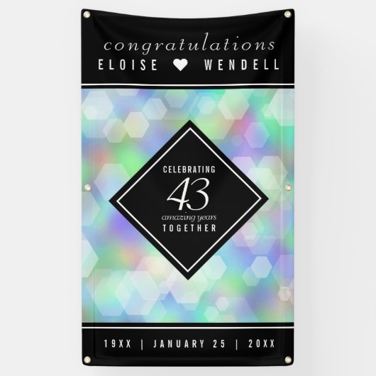 Elegant 43rd Opal Wedding Jubileum Celebration Spandoek (Verticaal)
