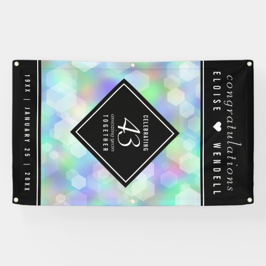 Elegant 43rd Opal Wedding Jubileum Celebration Spandoek (Horizontaal)