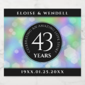 Elegant 43rd Opal Wedding Jubileum Celebration Sparkling Wijnetiket (Enkel label)