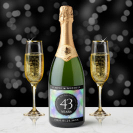 Elegant 43rd Opal Wedding Jubileum Celebration Sparkling Wijnetiket