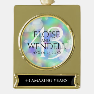 Elegant 43rd Opal Wedding Jubileum Celebration Verguld Banner Ornament