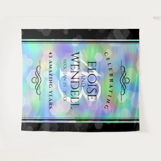 Elegant 43rd Opal Wedding Jubileum Celebration Wandkleed (Voorkant (horizontaal))