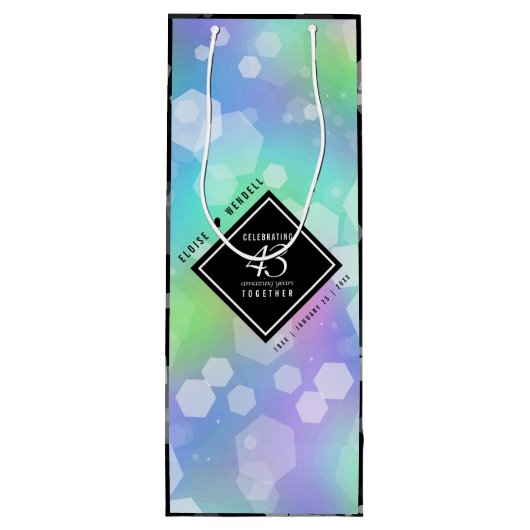 Elegant 43rd Opal Wedding Jubileum Celebration Wijn Cadeautas (Achterkant)