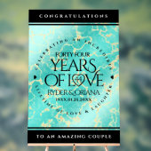 Elegant 44th Turquoise Wedding Jubileum Acryl Bord (Neutraal)